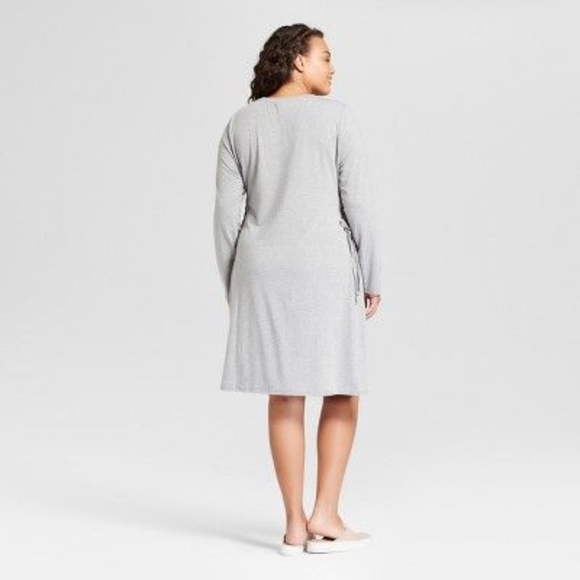 New AVA & VIV Gray Lace-Up Sides T-Shirt Dress F2 - Picture 3 of 8